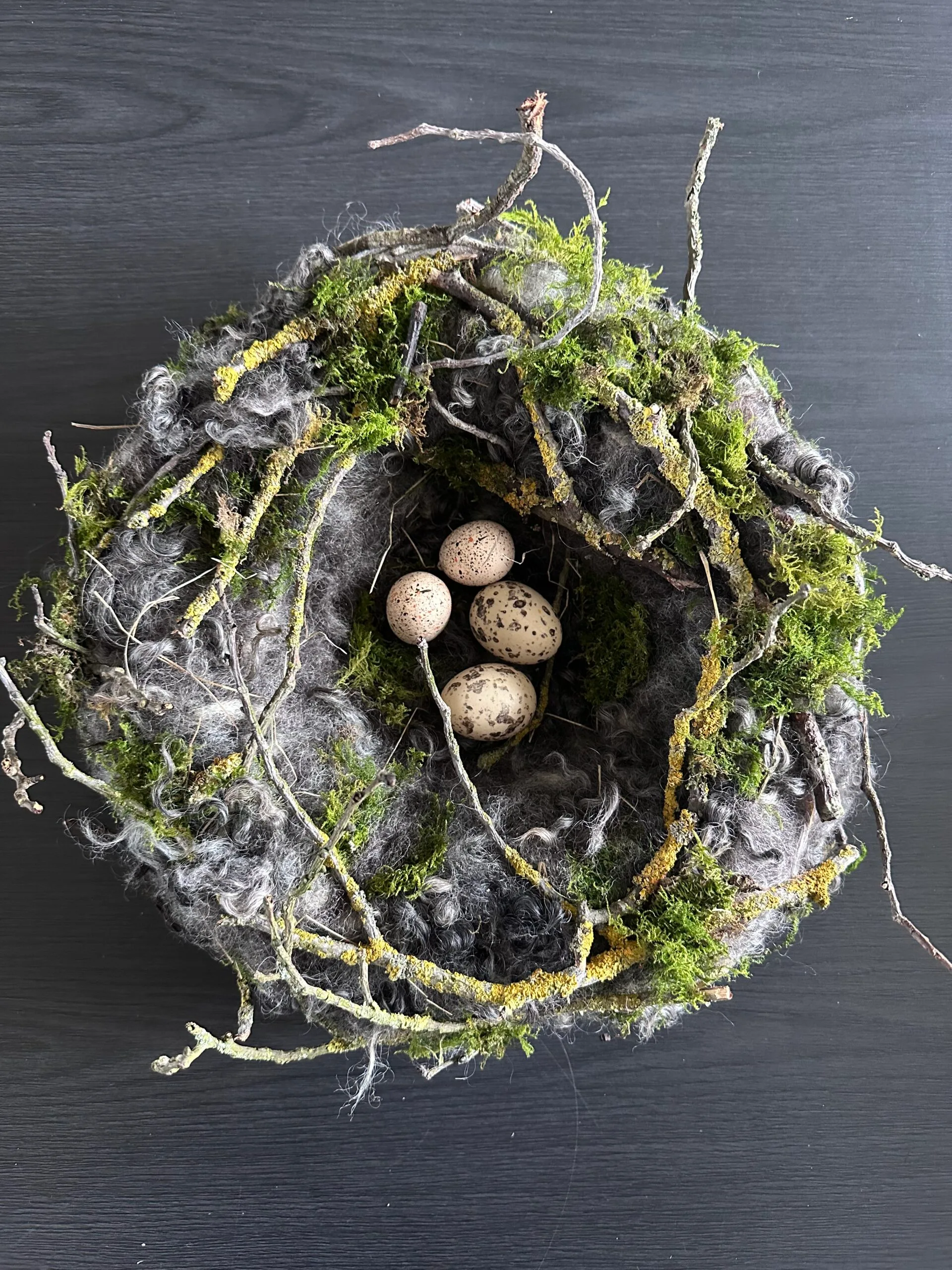 paas decoratie krans vogelnest van wol